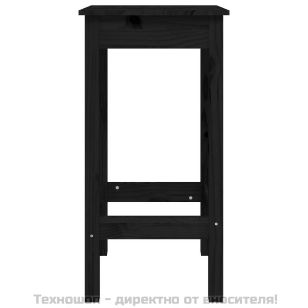 Бар столове 2 бр черни 40x40x78 см борово дърво масив