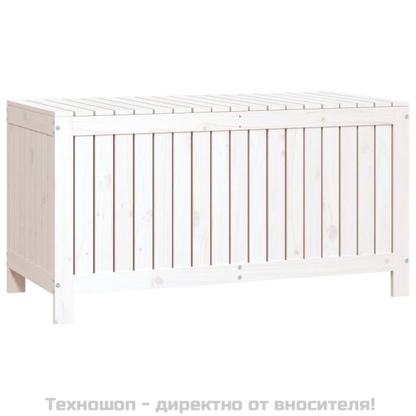 Градинска кутия за съхранение, бяла, 121x55x64 см, бор масив