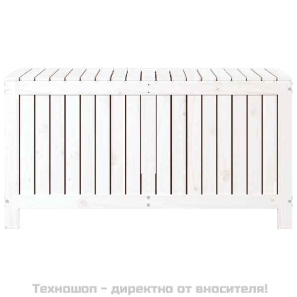 Градинска кутия за съхранение, бяла, 121x55x64 см, бор масив