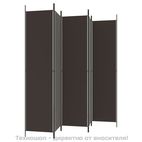 Параван за стая, 5 панела, кафяв, 250x220 см, плат