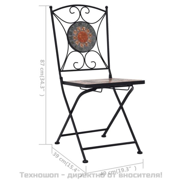 Мозаечни бистро столове, 2 бр, оранжеви/сиви