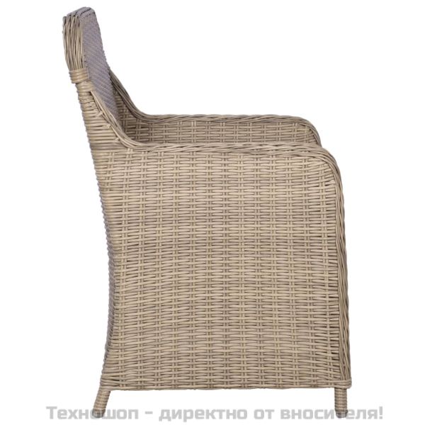 Външни столове с възглавници, 2 бр, полиратан, кафяви