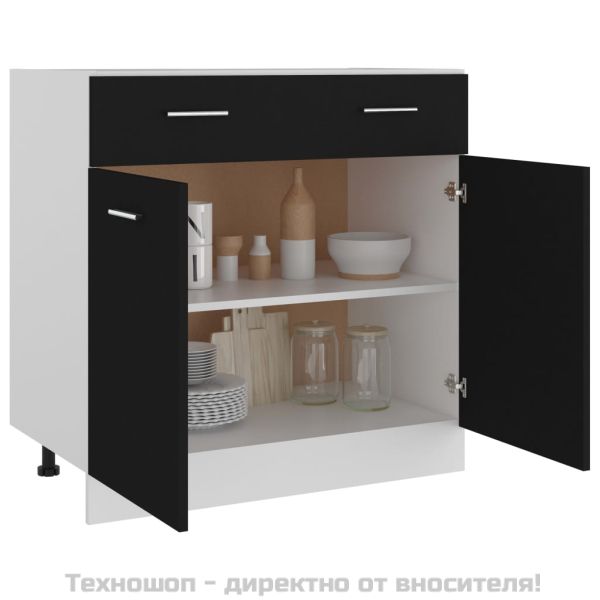 Шкаф с чекмеджета "Lyon", черен, 80x46x81,5 см, инженерно дърво