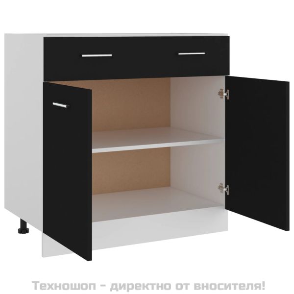 Шкаф с чекмеджета "Lyon", черен, 80x46x81,5 см, инженерно дърво