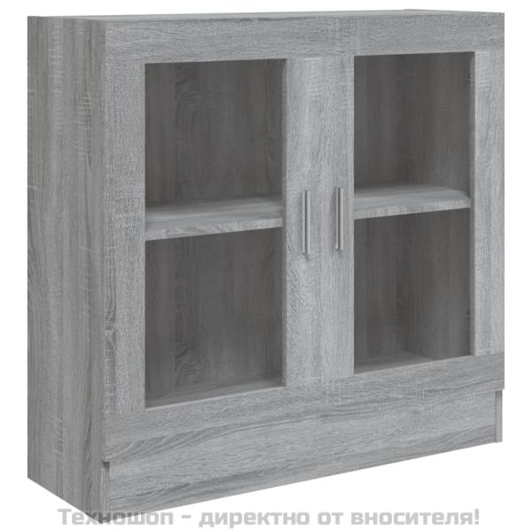Шкаф витрина, сив сонома, 82,5x30,5x80 см, инженерно дърво