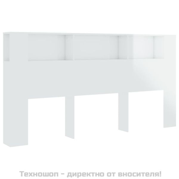 Табла за легло тип шкаф, бял гланц, 200x18,5x104,5 см