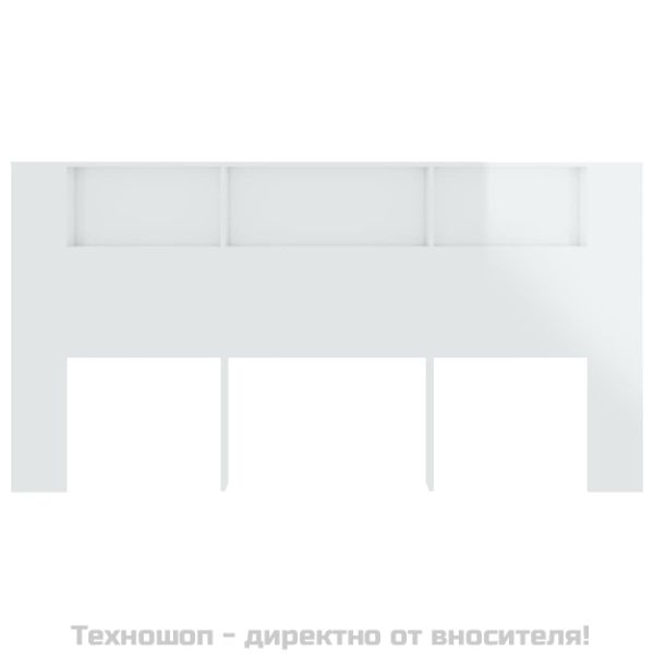 Табла за легло тип шкаф, бял гланц, 200x18,5x104,5 см