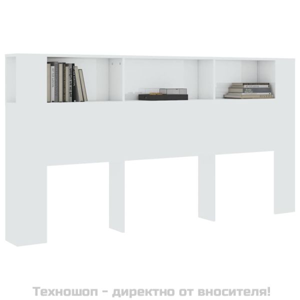 Табла за легло тип шкаф, бял гланц, 200x18,5x104,5 см