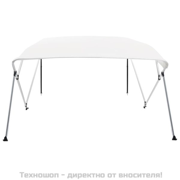 Тента за лодка, 4 дъги, бяла, 243x180x137 см