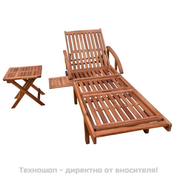 Шезлонг с масичка, акациево дърво масив