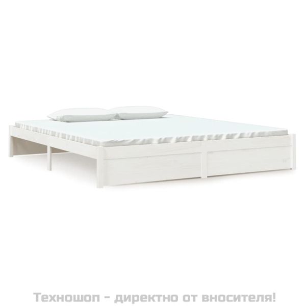 Рамка за легло, бяла, дърво масив, 180x200 cм, Super King
