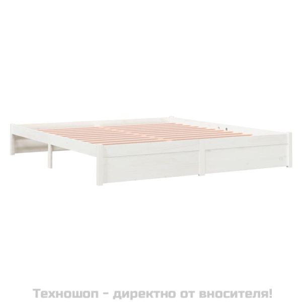 Рамка за легло, бяла, дърво масив, 180x200 cм, Super King