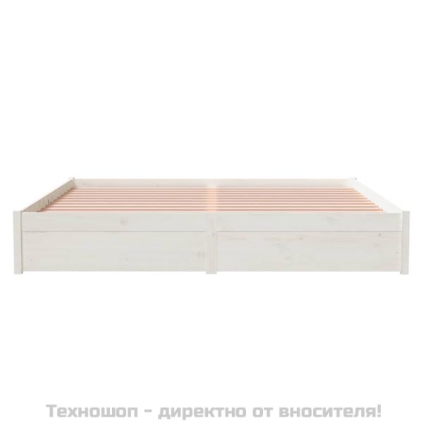 Рамка за легло, бяла, дърво масив, 180x200 cм, Super King
