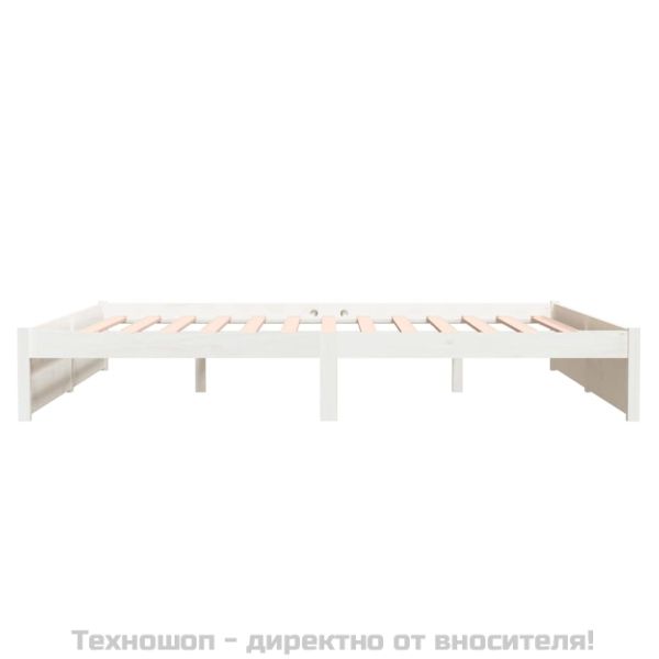 Рамка за легло, бяла, дърво масив, 180x200 cм, Super King