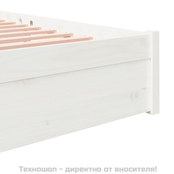 Рамка за легло, бяла, дърво масив, 180x200 cм, Super King