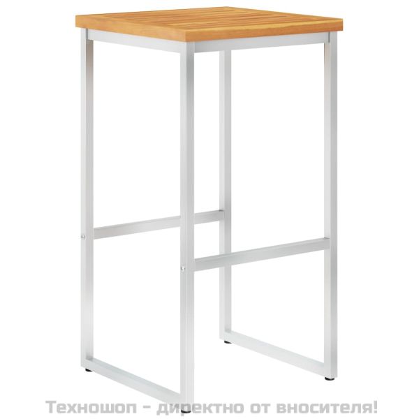 Бар столове, 4 бр, акация масив и неръждаема стомана
