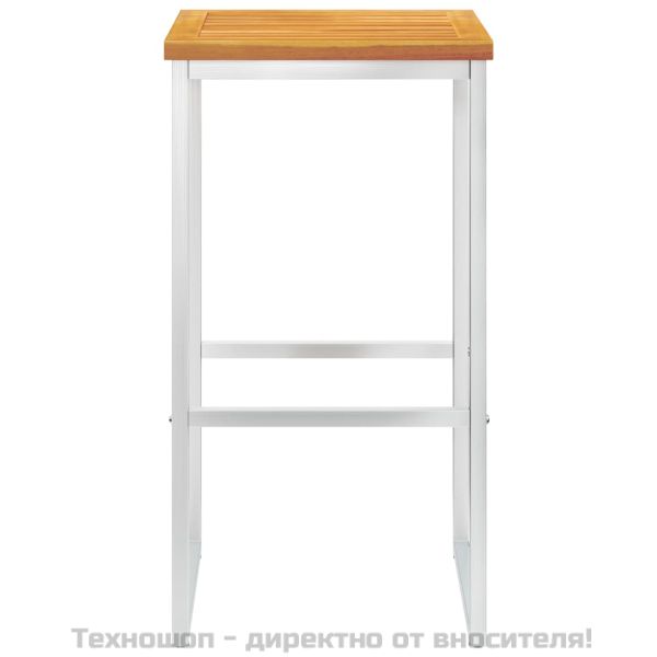 Бар столове, 4 бр, акация масив и неръждаема стомана