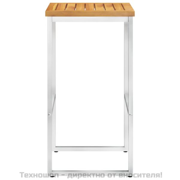 Бар столове, 4 бр, акация масив и неръждаема стомана