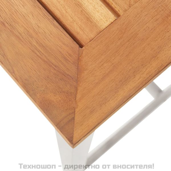 Бар столове, 4 бр, акация масив и неръждаема стомана