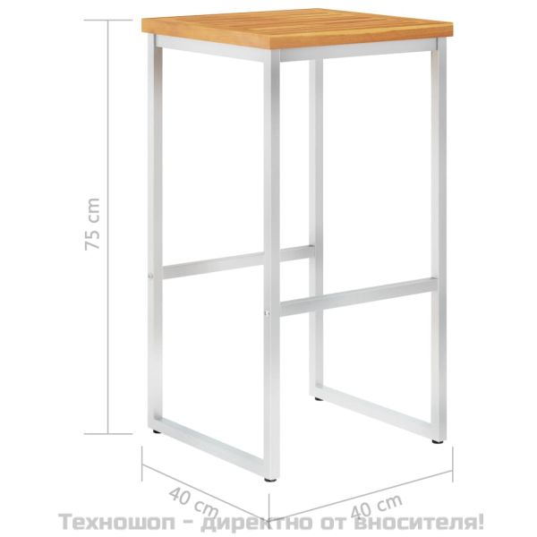 Бар столове, 4 бр, акация масив и неръждаема стомана