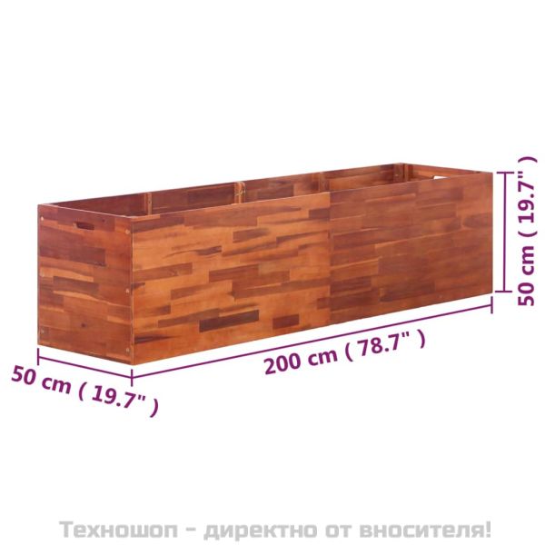 Градинска повдигната леха, акациево дърво, 200x50x50 см