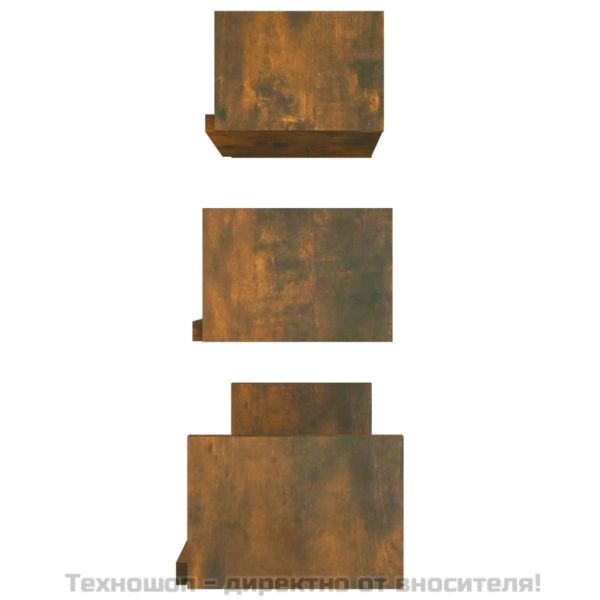 Стенни рафтове, 3 бр, опушен дъб, инженерно дърво