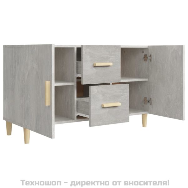 Сайдборд, бетонно сив, 100x36x60 см, инженерно дърво