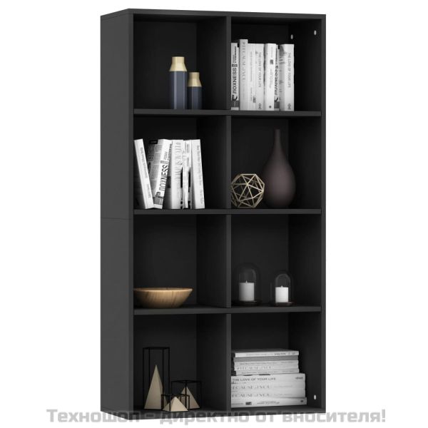 Библиотека/бюфет, черна, 66x30x130 см, инженерно дърво