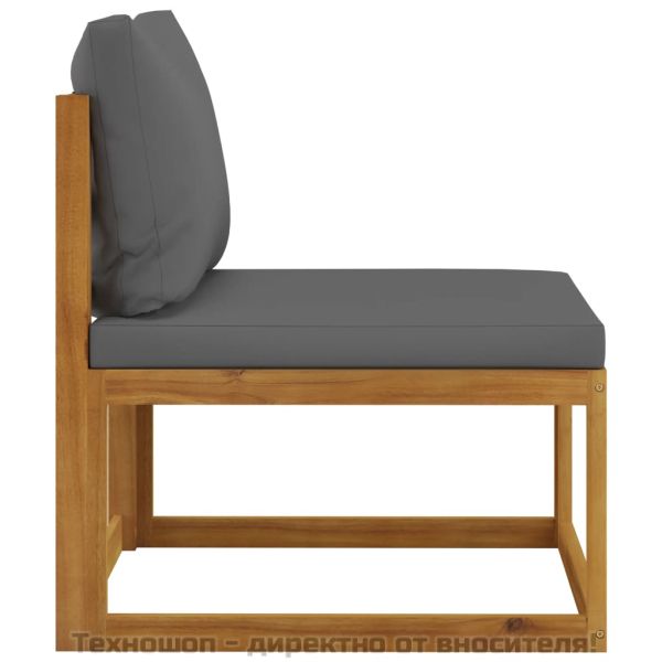 Градински комплект с възглавници, 5 части, акация масив