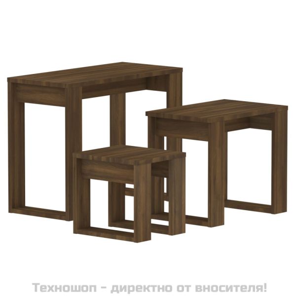 Стифиращи маси, 3 бр, кафяв дъб, инженерно дърво