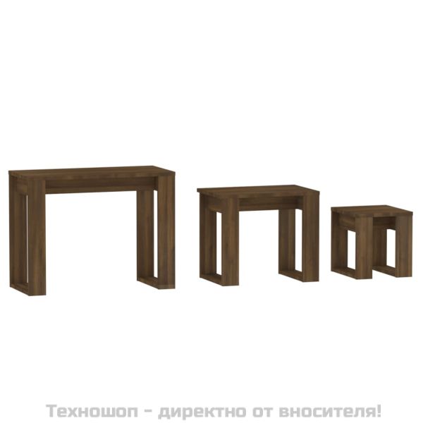 Стифиращи маси, 3 бр, кафяв дъб, инженерно дърво
