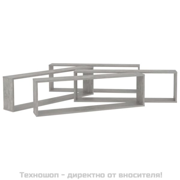 Стенни рафтове 4 бр бетонно сив 100x15x30 см инженерно дърво