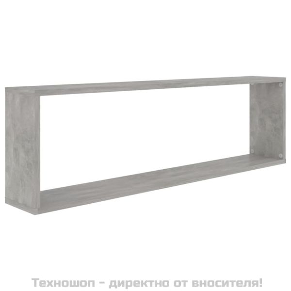 Стенни рафтове 4 бр бетонно сив 100x15x30 см инженерно дърво