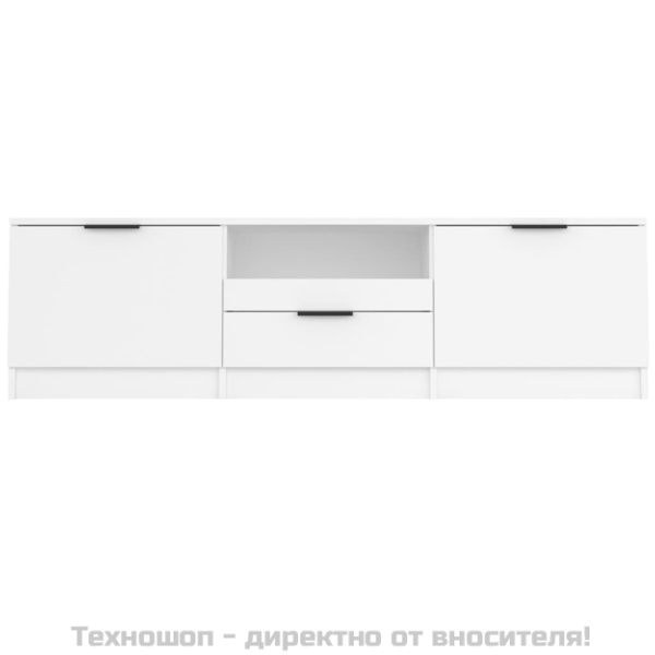 ТВ шкаф, бял, 140x35x40 см, инженерно дърво