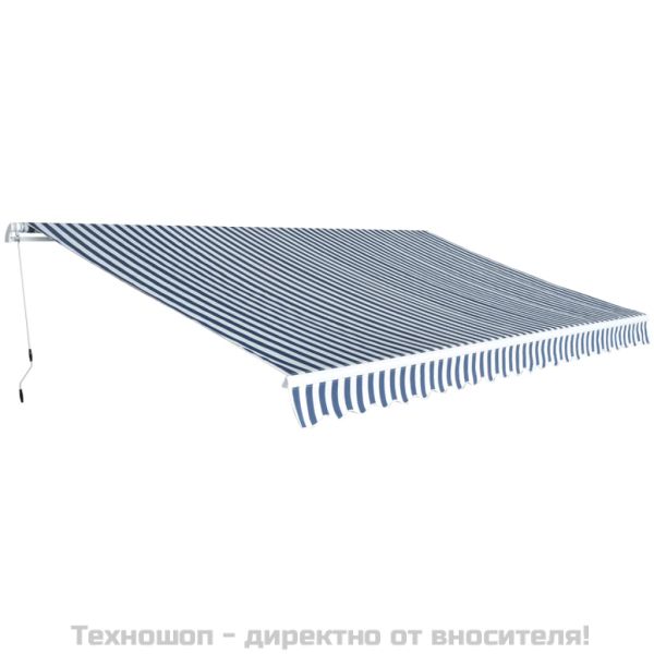 Сенник, прибиращ се, с ръчно задвижване, 500 см, синьо и бяло