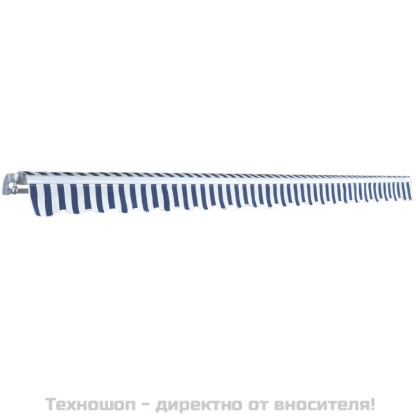 Сенник, прибиращ се, с ръчно задвижване, 500 см, синьо и бяло