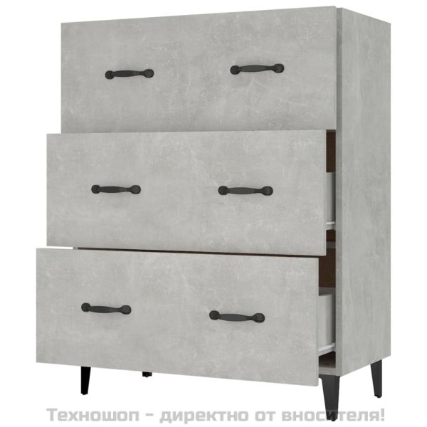 Сайдборд, бетонно сив, 69,5x34x90 см, инженерно дърво