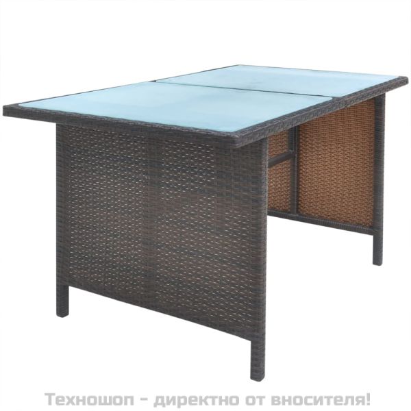 Градински комплект с възглавници, 6 части, кафяв полиратан