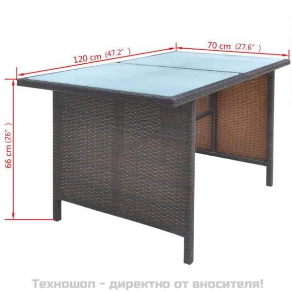 Градински комплект с възглавници, 6 части, кафяв полиратан