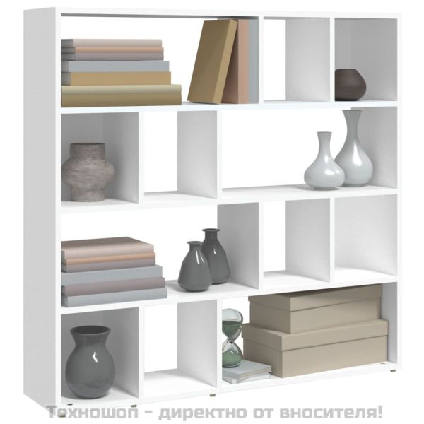 Библиотека/разделител за стая, бяла, 105x24x102 см