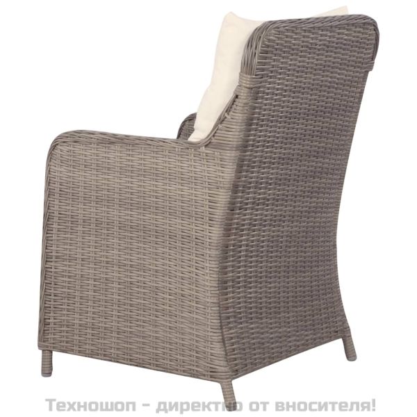 Външни столове с възглавници, 2 бр, полиратан, кафяви