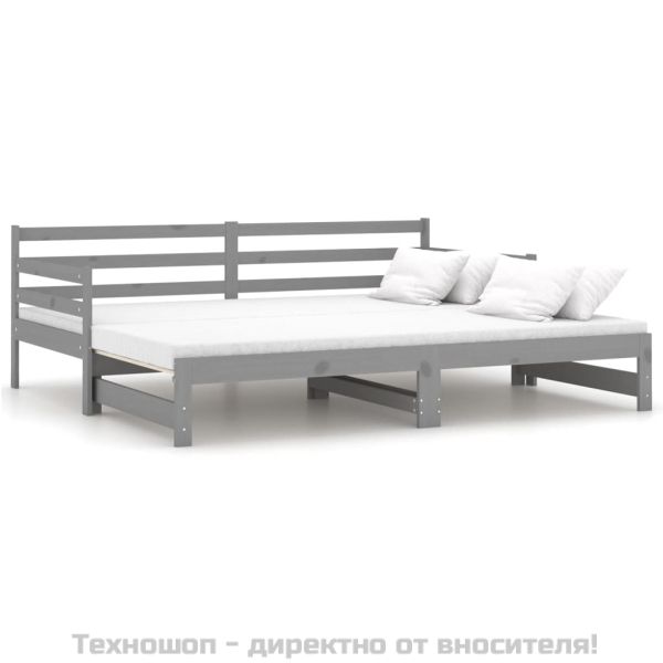 Разтегателно дневно легло, без матрак, сиво, 2x(90x200) см