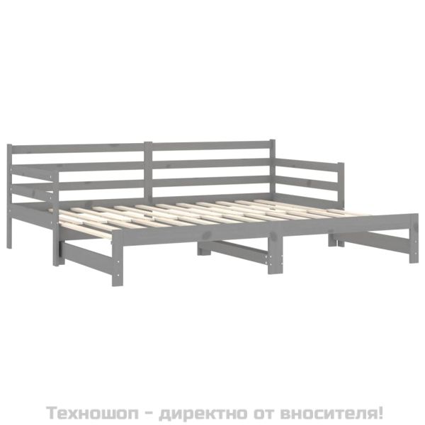 Разтегателно дневно легло, без матрак, сиво, 2x(90x200) см