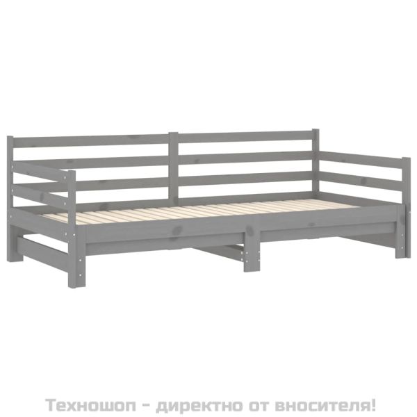 Разтегателно дневно легло, без матрак, сиво, 2x(90x200) см