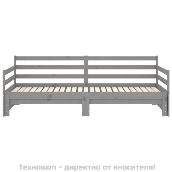 Разтегателно дневно легло, без матрак, сиво, 2x(90x200) см
