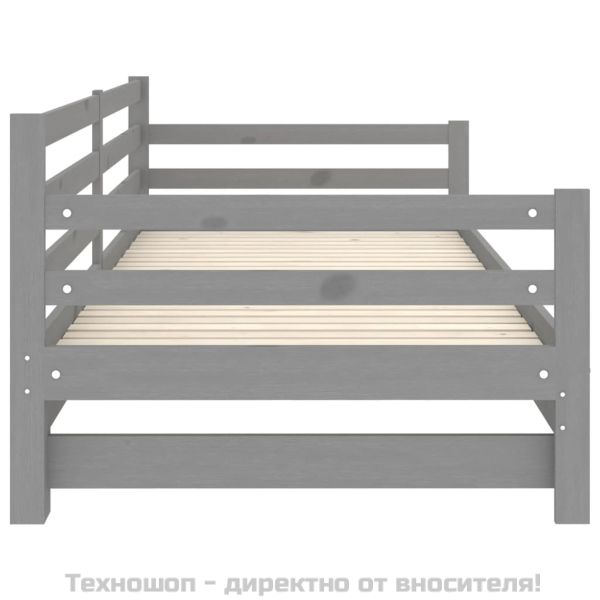Разтегателно дневно легло, без матрак, сиво, 2x(90x200) см