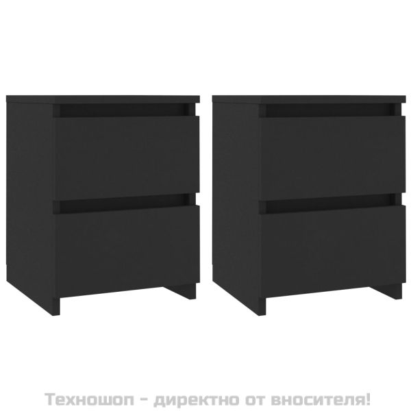 Нощни шкафчета, 2 бр, черни, 30x30x40 см, инженерно дърво