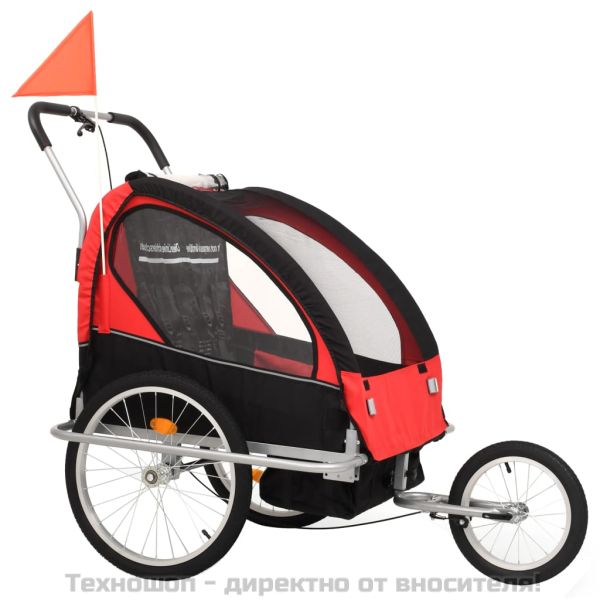 2-в-1 спортно ремарке за велосипеди, черно и червено