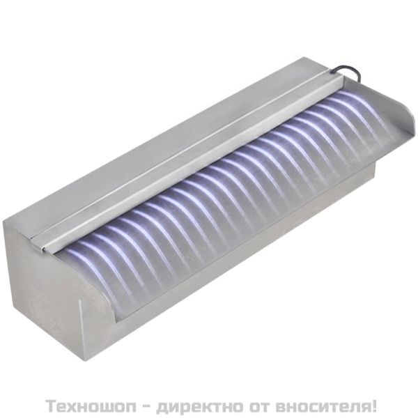 Правоъгълен фонтан за басейн, LED, неръждаема стомана, 30 см