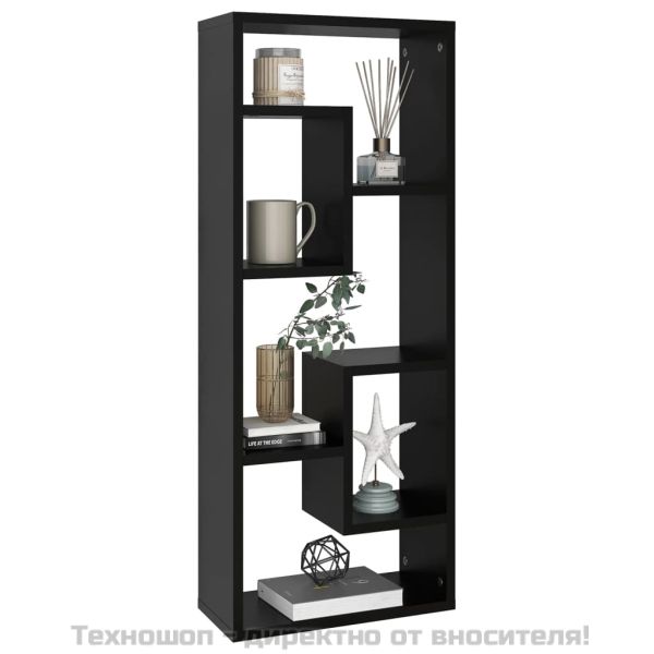 Стенен рафт, черен, 36x16x90 см, инженерно дърво